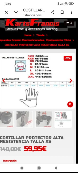 Costillar Karting Talla XS