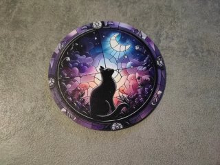 Sottobicchieri in legno con stampe di Gatti e Lune