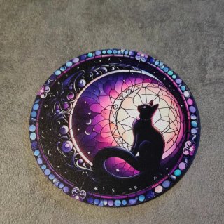 Sottobicchieri in legno con stampe di Gatti e Lune