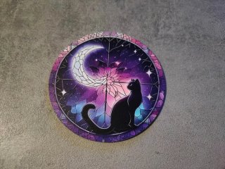 Sottobicchieri in legno con stampe di Gatti e Lune