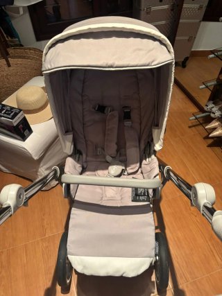 Carro de bebécar capota y silla blanco corcho
