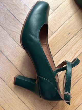 Zapatos tacón alto pulsera cruzada verde MimaO