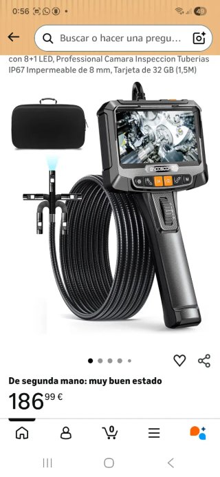 Cámara Inspección Tuberías 8mm 32GB