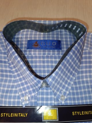 Camisa GUO cuadros azul y blanco
