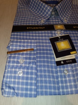 Camisa GUO cuadros azul y blanco