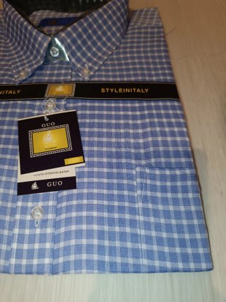 Camisa GUO cuadros azul y blanco