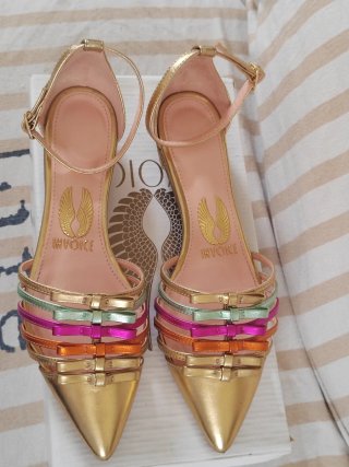 Sandali donna oro con fascette e fiocchetti