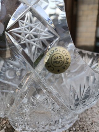 Juego Cesta y Cenicero Cristal Bohemia Vintage