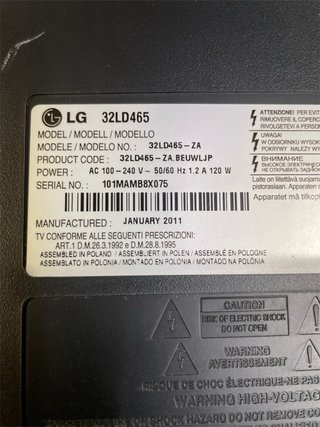 Televisor LG 32 Negro con mando distancia.