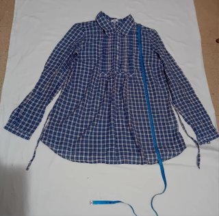 Vestido cuadros azul y beige