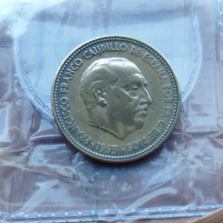 Moneda de 2,50 pesetas de 1953 estrella 54