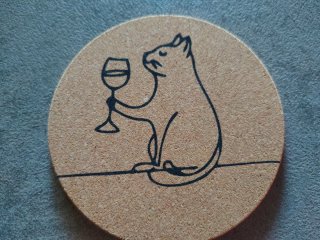 Sottobicchieri in sughero Gatti con calici vino