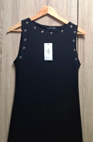 Vestido Negro Tirantes NUEVO Stradivarius Talla L