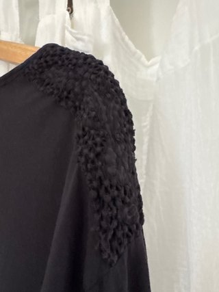 Vestido algodón manga larga mujer negro