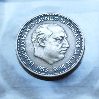 Moneda de 2,50 pesetas de 1953 estrella 56