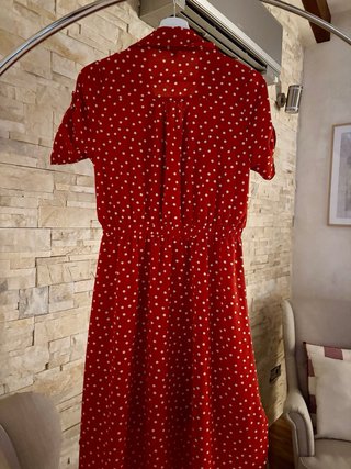 Vestido midi lunares color teja