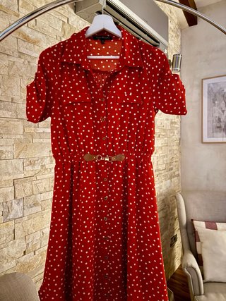 Vestido midi lunares color teja