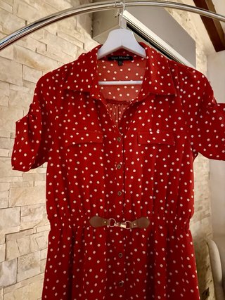 Vestido midi lunares color teja