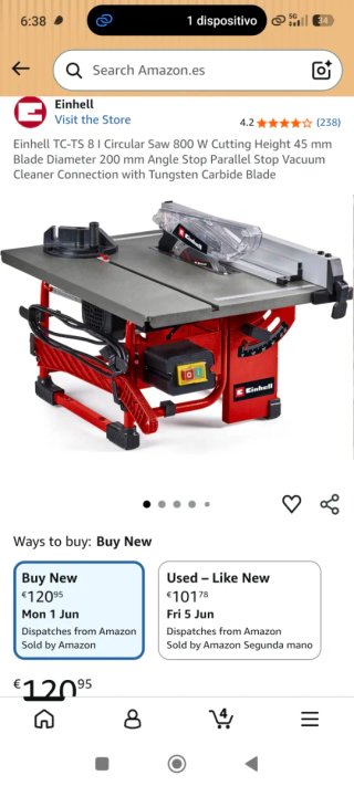 Sierra de mesa Einhell TC‑TS 81 1200W Hoja 210mm