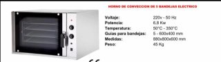 Horno Convección Industrial 5 Bandejas 60x40