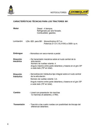 Manual Pasquali 991.11 - 21 Cv