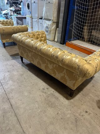Sofá Chester 3 Plazas Tela Beige/Dorado