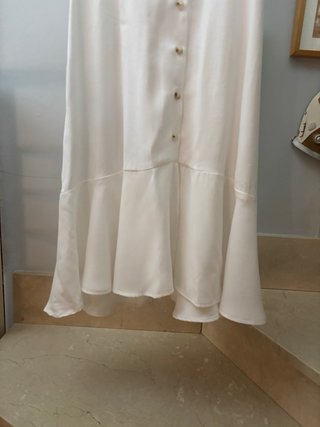 Vestido Mango Largo Blanco Talla M