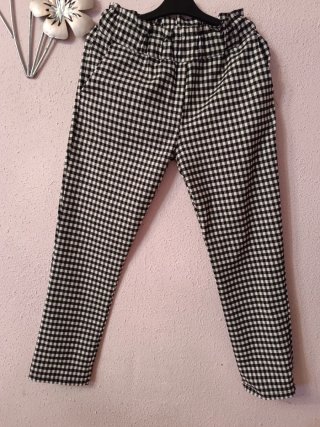 Pantalón largo cuadros cintura goma