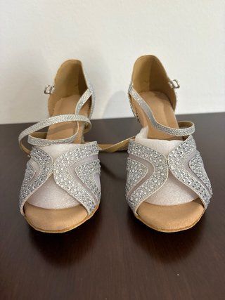 Zapatos de bailes latinos plateados talla 37
