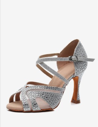 Zapatos de bailes latinos plateados talla 37