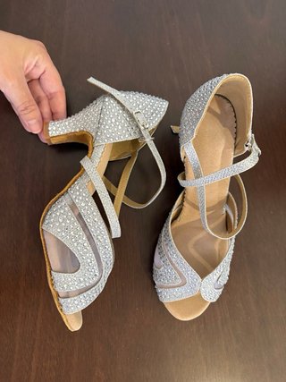 Zapatos de bailes latinos plateados talla 37
