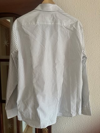 Camisa MNG/Mango hombre blanca rayas finas