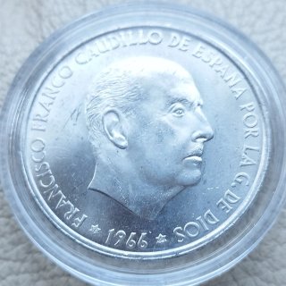 Reluciente 100 pesetas de plata (paquillo) 1966*66