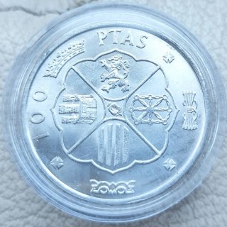 Reluciente 100 pesetas de plata (paquillo) 1966*66