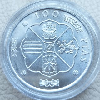 Reluciente 100 pesetas de plata (paquillo) 1966*66
