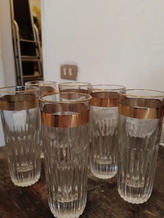 Set 6 Bicchieri Cristallo Bordo Dorato