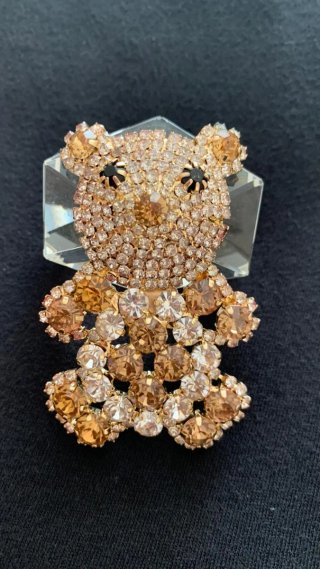 Ciondolo Orsetto Strass Oro e Marrone