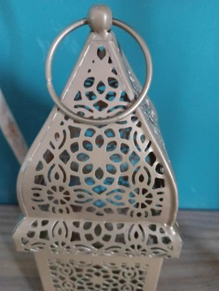 Farolillo árabe metal dorado 22cm