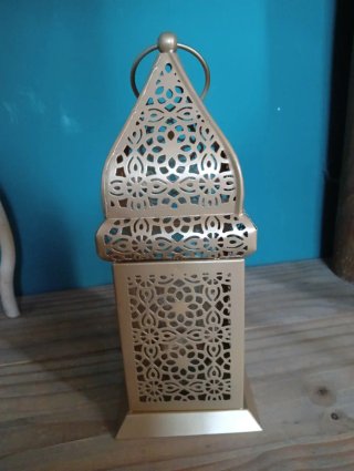 Farolillo árabe metal dorado 22cm