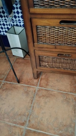 Mueble auxiliar madera y mimbre 6 cajones