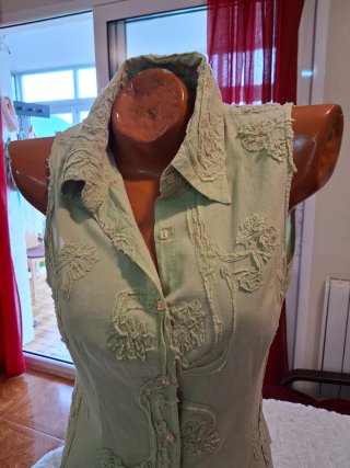 Camisa sin mangas vintage verde