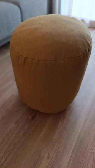 Puf Cilindro Mostaza Tela