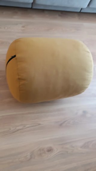 Puf Cilindro Mostaza Tela