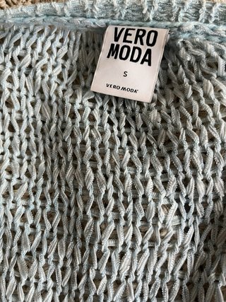 Chaqueta punto calado azul corta