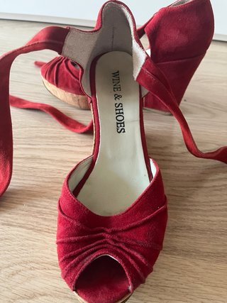 Sandalias cuña burdeos talla 37