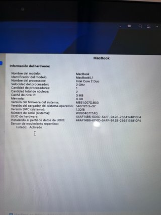 MacBook finales 2008 8GB RAM 256GB SSD Monterey.
