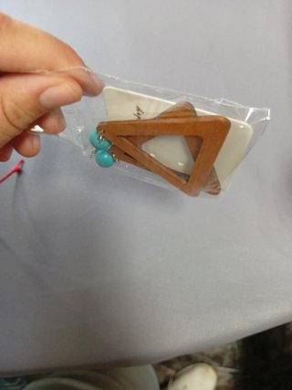 Pendientes Triángulo Madera Turquesa