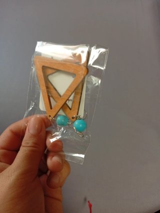 Pendientes Triángulo Madera Turquesa