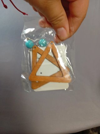 Pendientes Triángulo Madera Turquesa