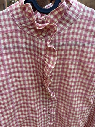 Blusa Vichy Rosa Volantes